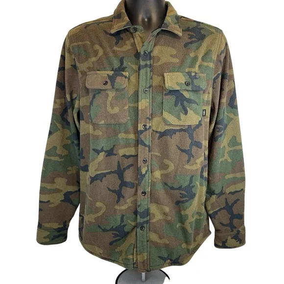 SOLD- Vans Off The Wall Camo Shirt Jacket Mens Medium Long Sleeve Fleece Classic - Picture 2 of 13